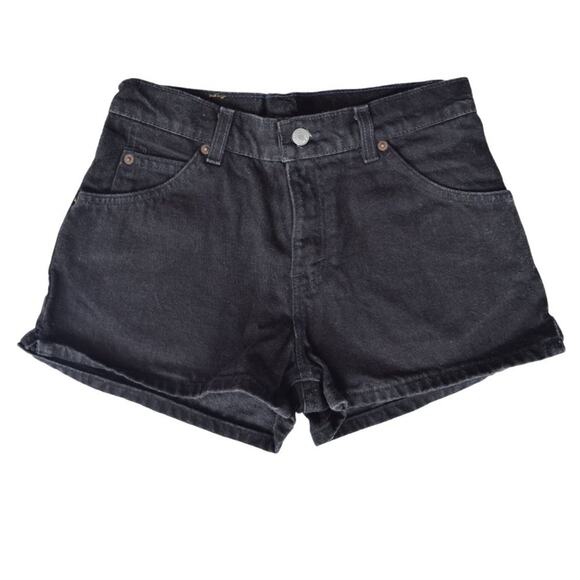 Vintage 90s y2k Levi's High Waisted Denim Jean Shorts Black - Picture 2 of 10